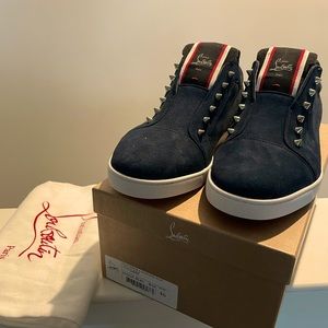 BRAND NEW! CHRISTIAN LOUBOUTIN F.A.V FIQUE VONTADE BLUE SUEDE SNEAKER